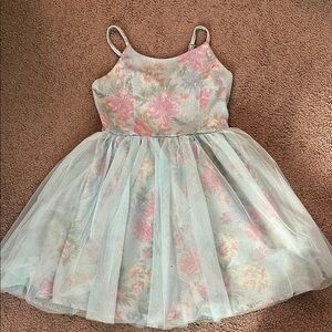 Floral Kids Dress with Tulle Overlay